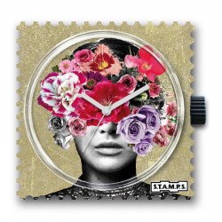 Schild Stamps Head Full Of Flowers
